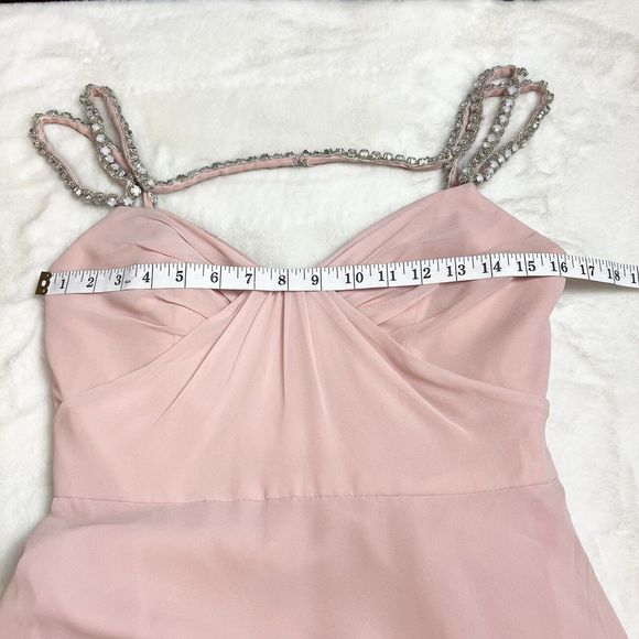 Hayley Paige Occasions Blush Pink Sweetheart Chiffon Dress Jewel Straps NWT Sz 6 - Picture 7 of 13